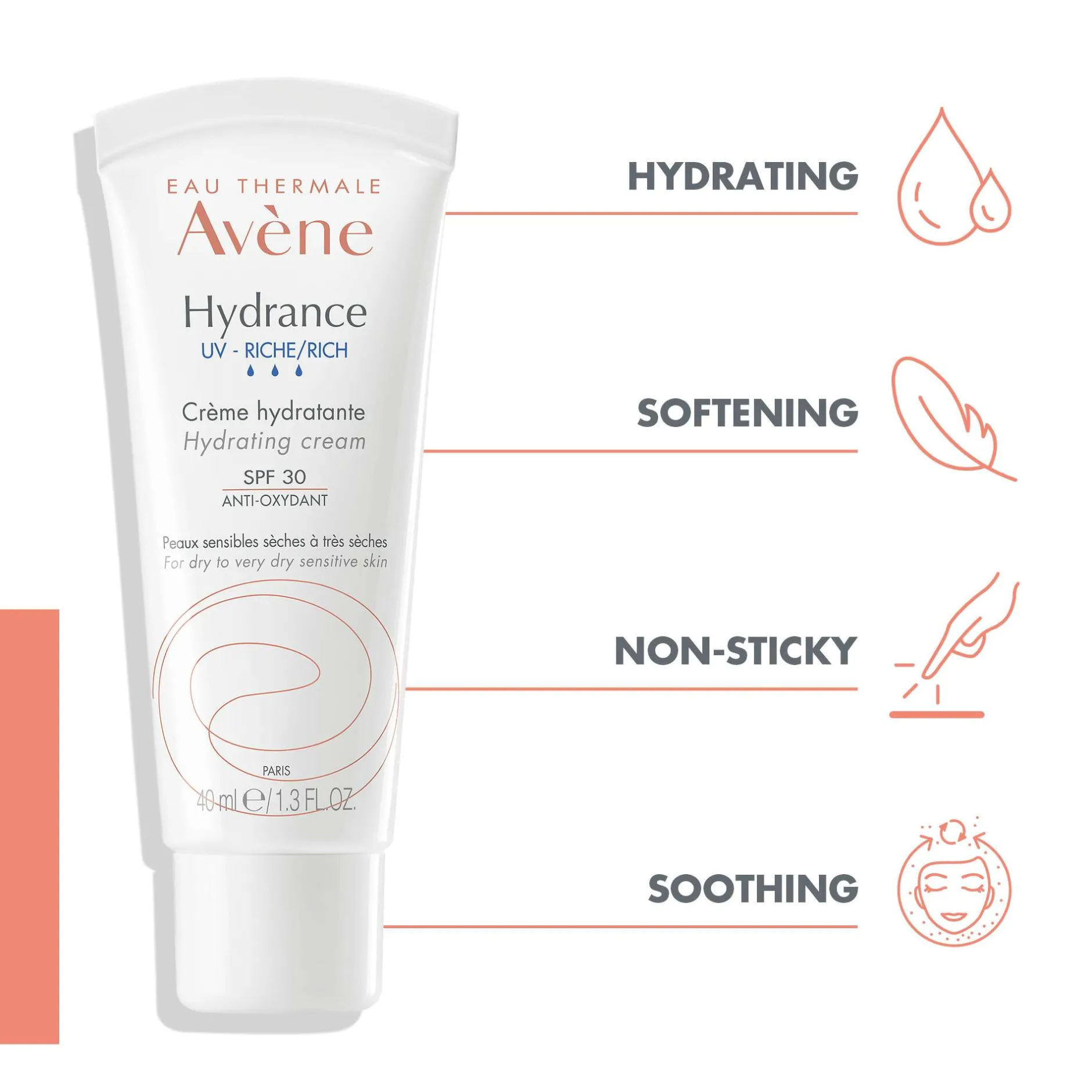 Avène Face Hydrance: Hydrating Emulsion Rich SPF30 40ml Sale