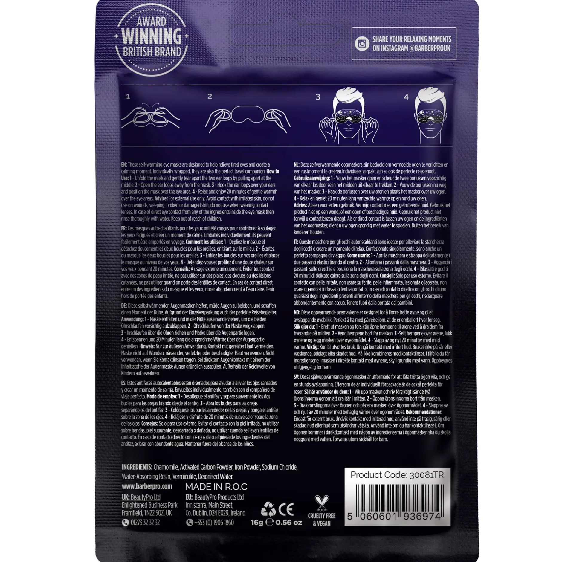 BARBER PRO Warming Eye Mask x 5