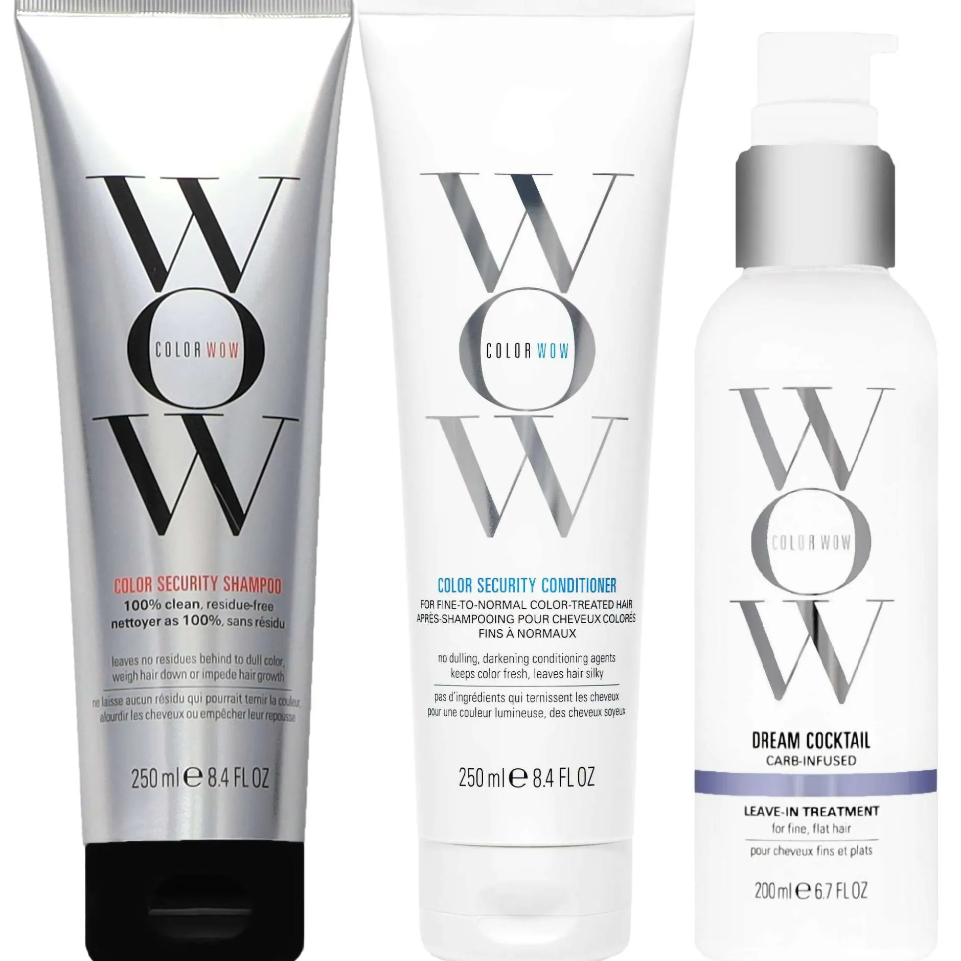 Color Wow Bundles Trio: Color Security Shampoo 250ml, Color Security Conditioner 250ml & Dream Cocktail 200ml