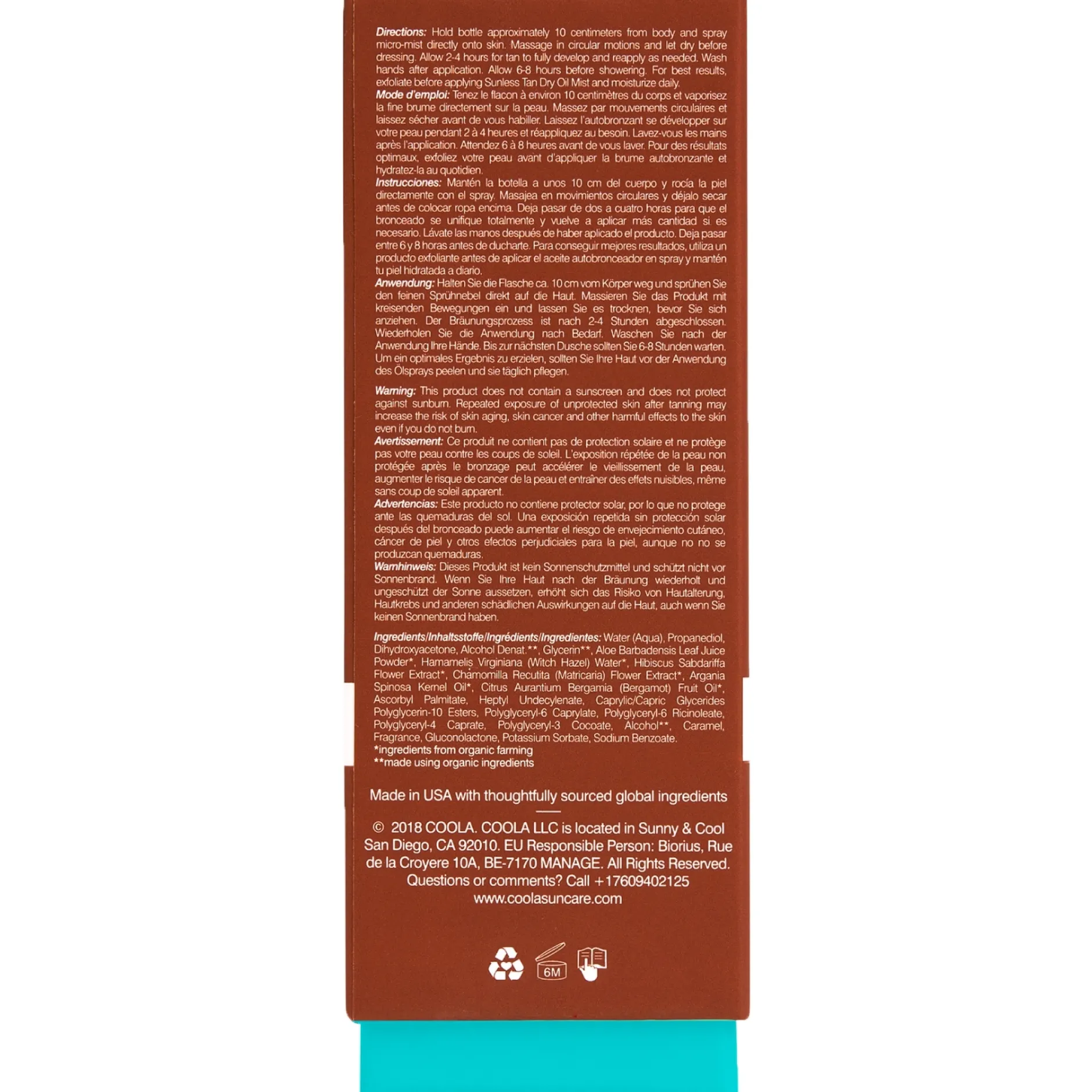 Coola Body Care Sunless Tan Dry Oil Mist 100ml Clearance