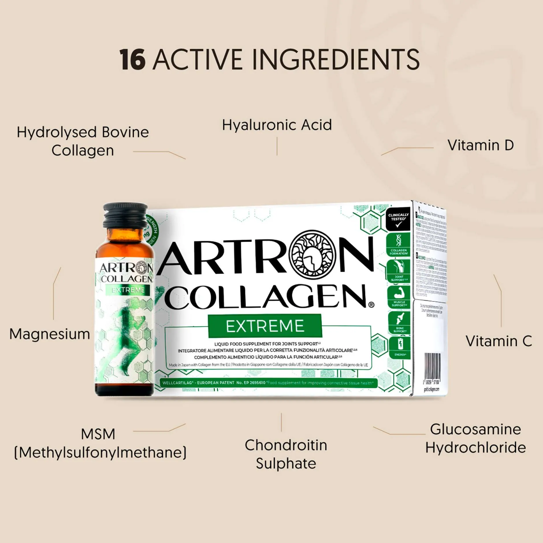 Gold Collagen Liquid Supplement Artron Extreme Liquid Food Supplement For Joints Support 10 x 50ml Sale