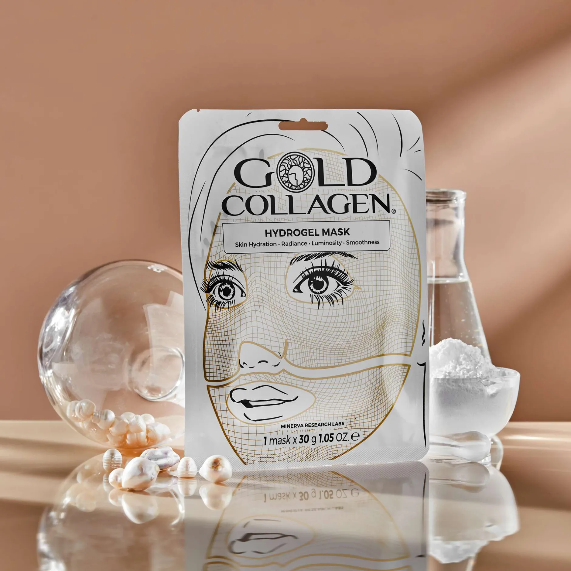 Gold Collagen Skincare Hydrogel Face Mask Set 4 x 30g Clearance