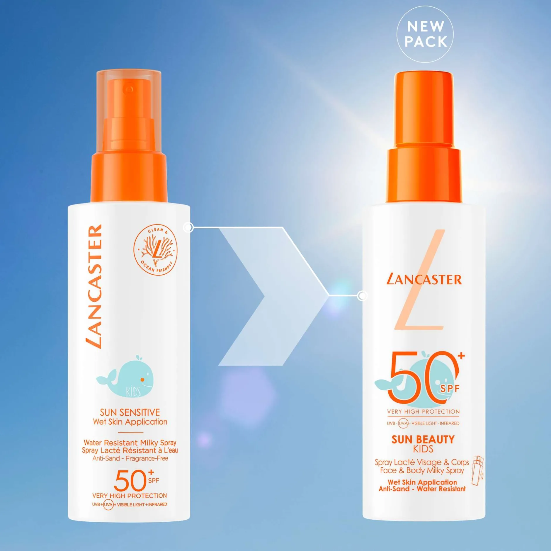 Lancaster Sun For Kids Face & Body Milky Spray SPF50+ 150ml Hot
