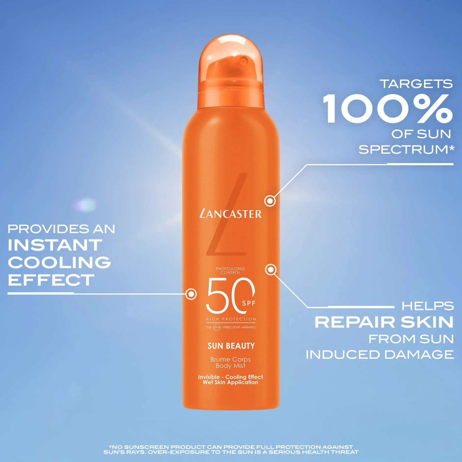 Lancaster Sun Sport Cooling Invisible Mist Wet Skin Application for Body SPF30 200ml Hot