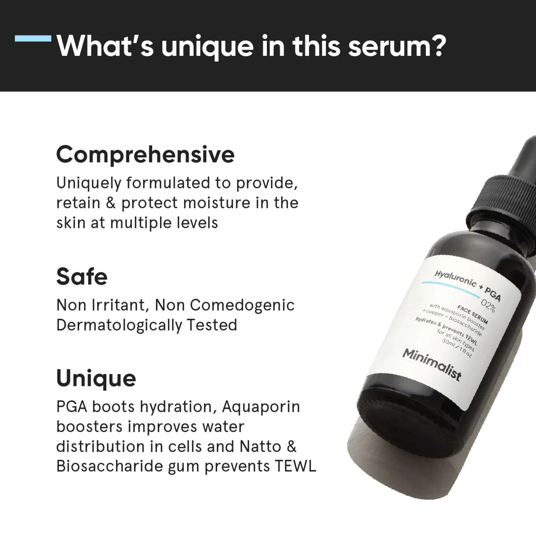 Minimalist Skin Care Hyaluronic + PGA 02% Face Serum 30ml Clearance