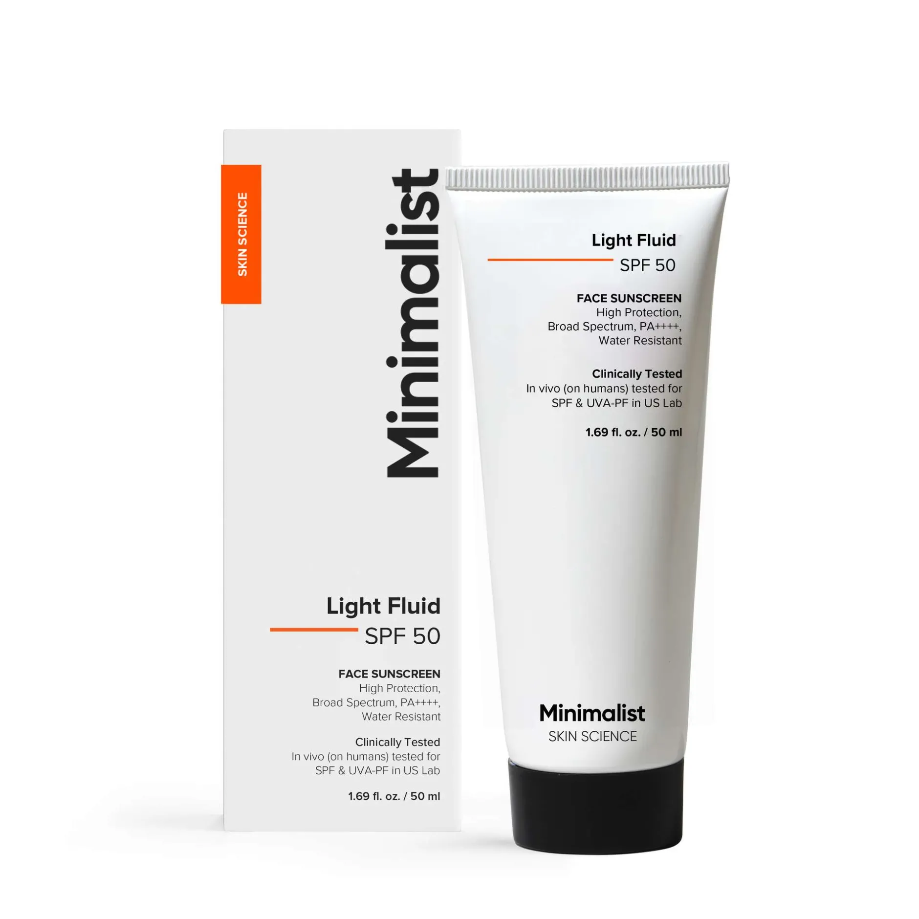 Minimalist Skin Care Light Fluid SPF50 Face Sunscreen 50ml New