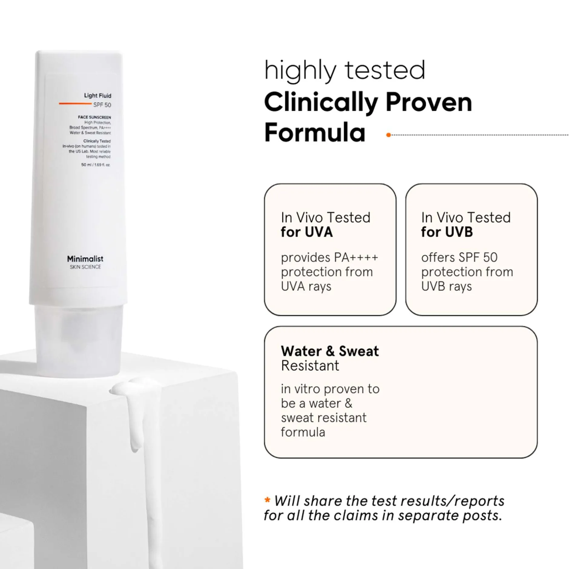 Minimalist Skin Care Light Fluid SPF50 Face Sunscreen 50ml New