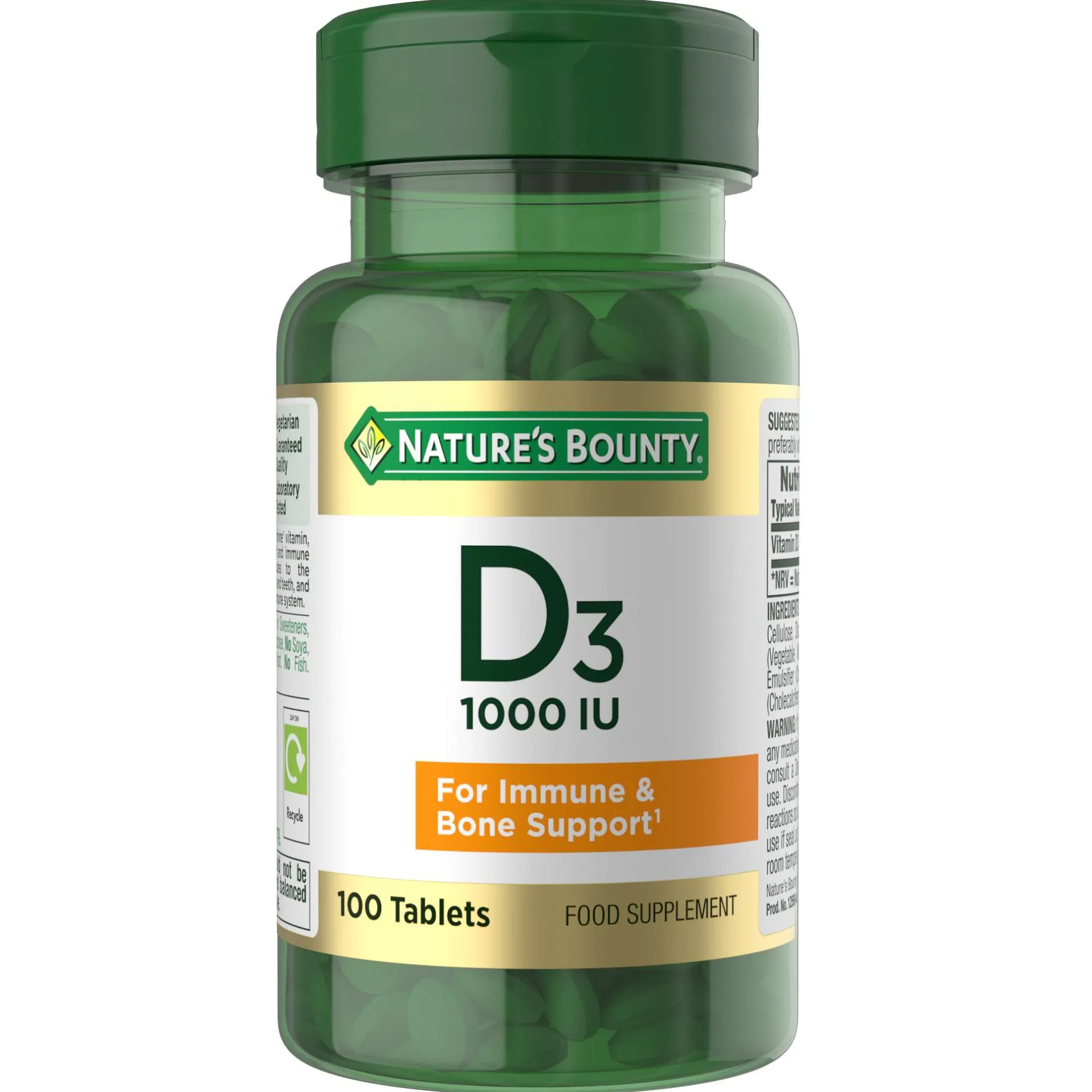 Nature's Bounty Vitamins Vitamin D3 25 µg (1000 IU) Tablets x 100 Clearance
