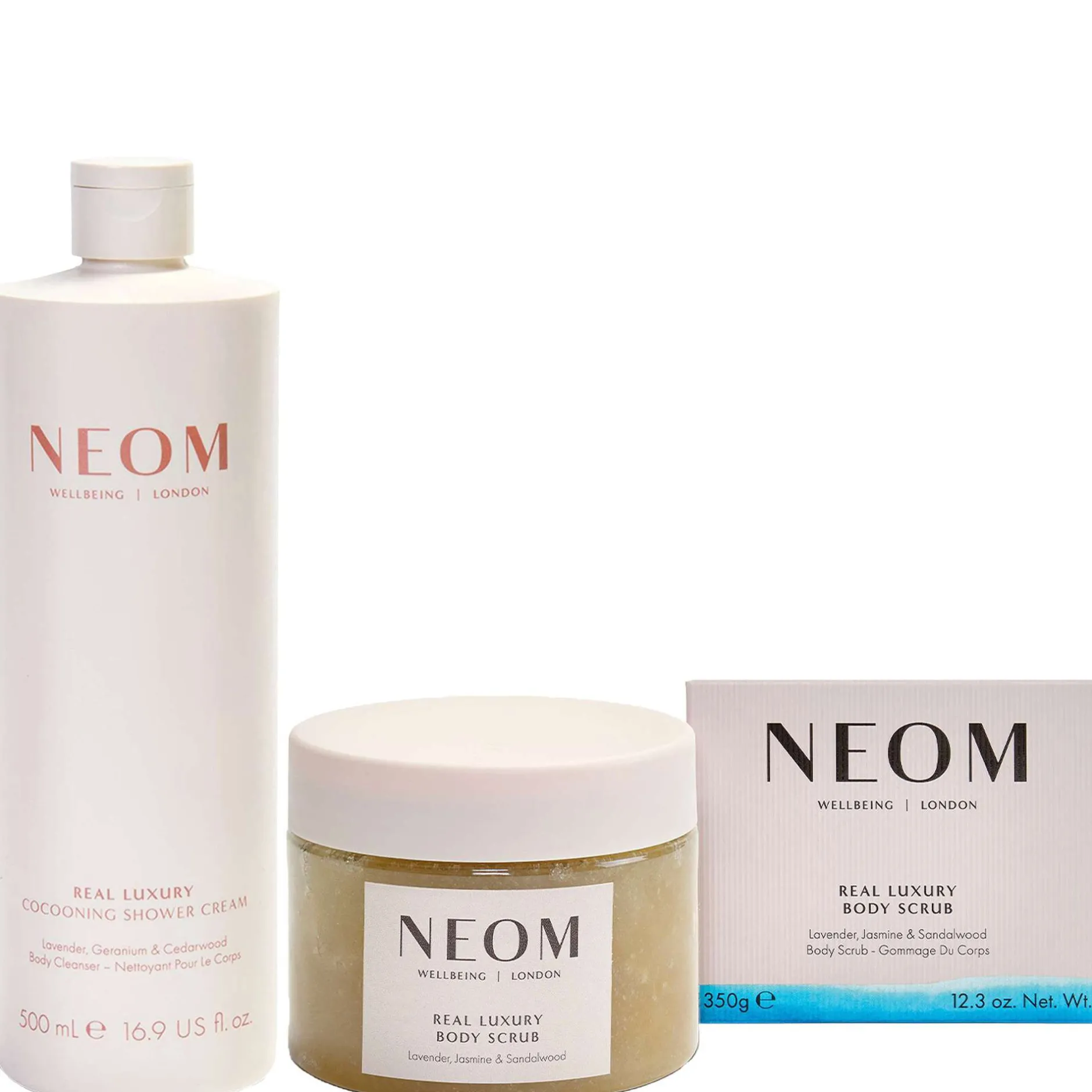 Neom Wellbeing London Bundles Duo: Real Luxury Cocooning Shower Cream & Body Scrub Hot