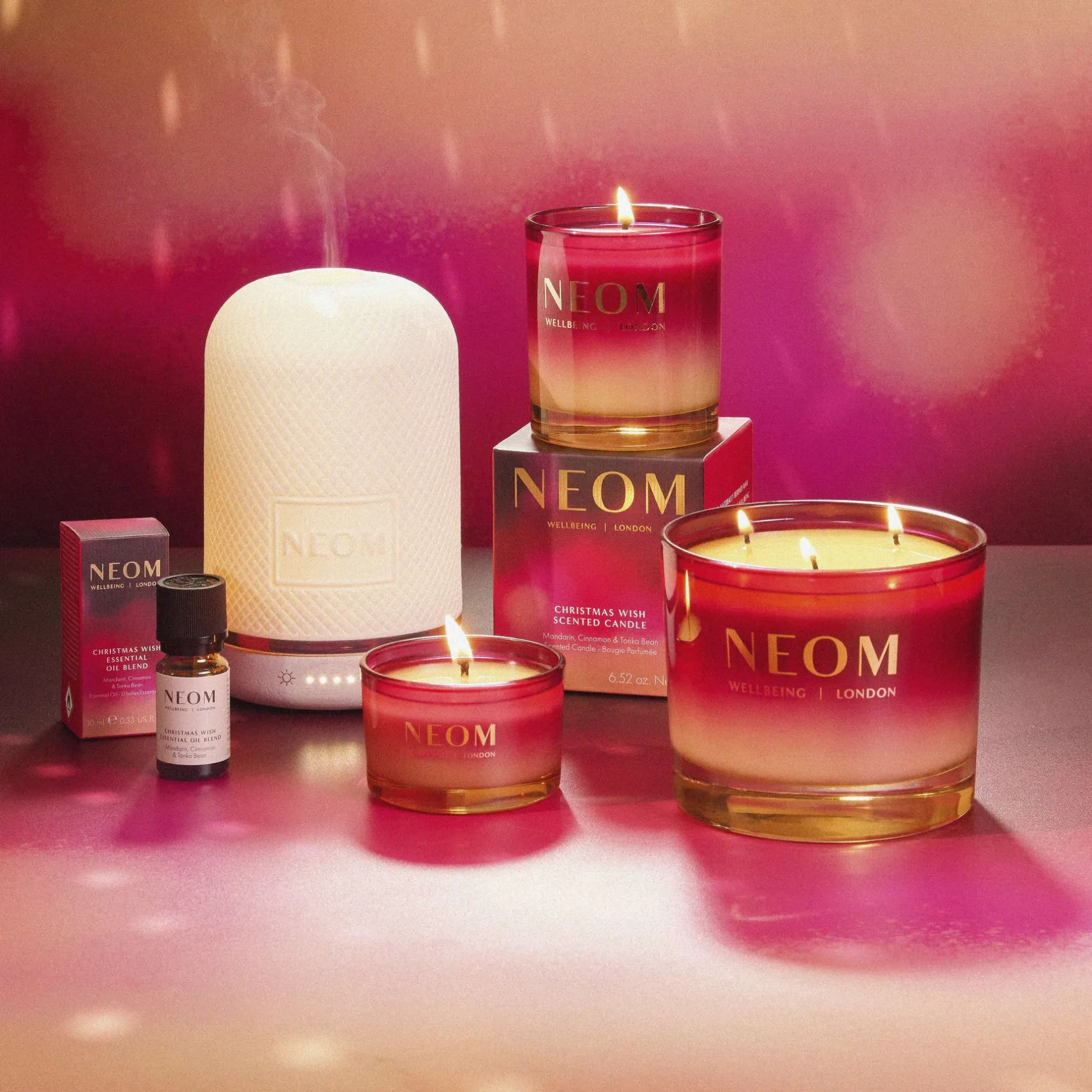 Neom Wellbeing London Christmas Wish Travel Candle 75g New