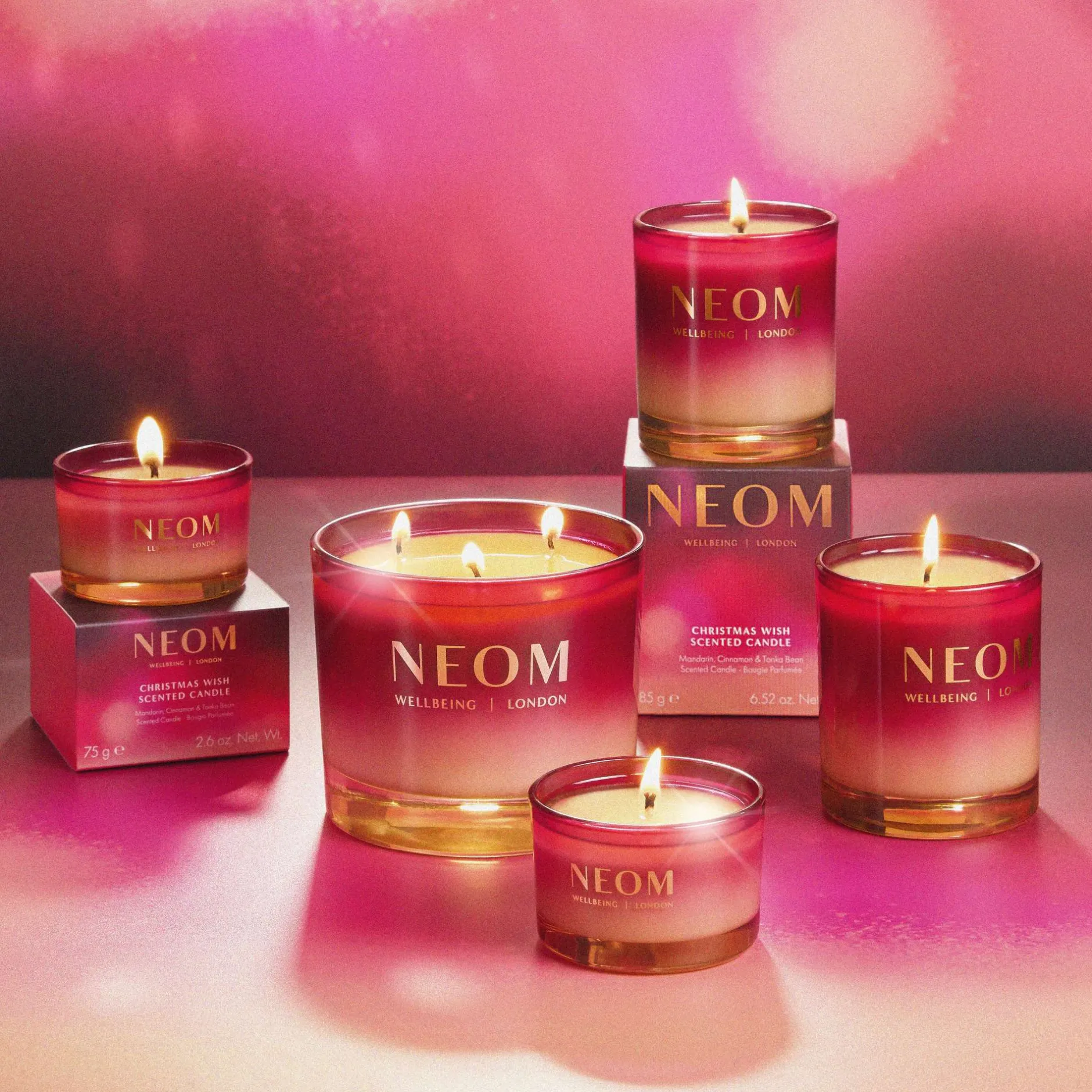 Neom Wellbeing London Christmas Wish Travel Candle 75g New