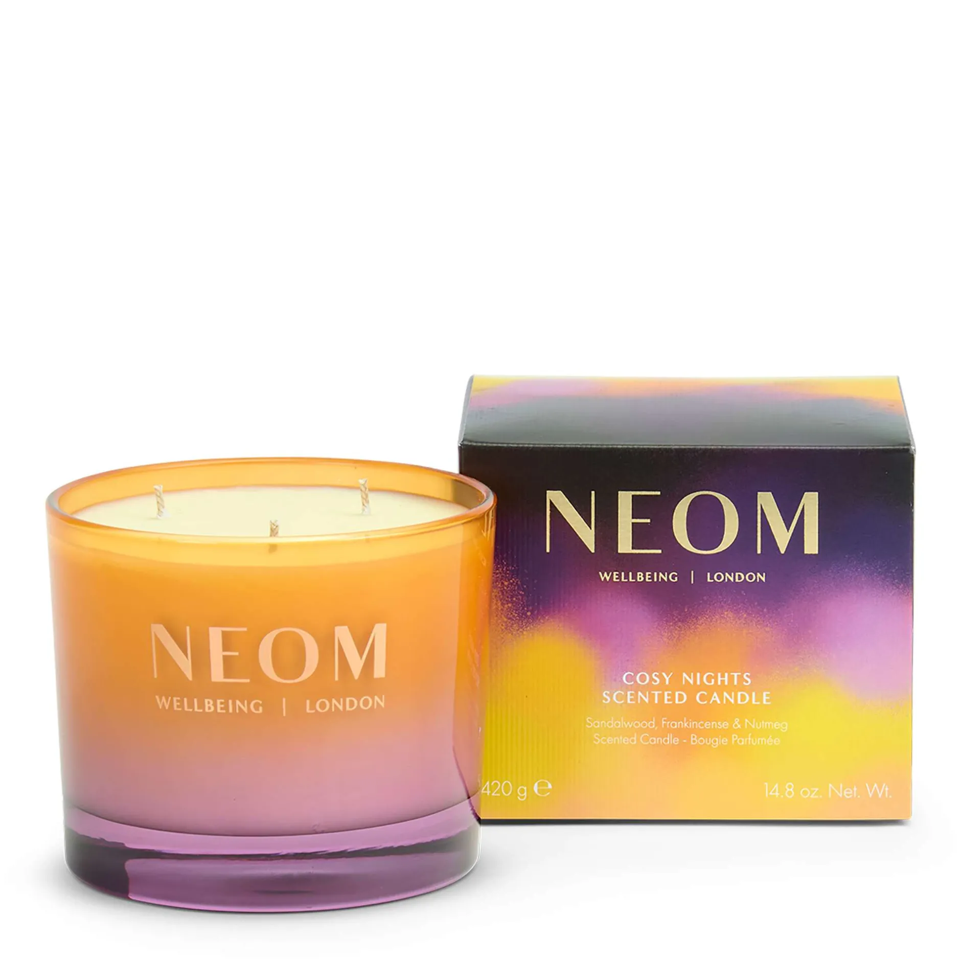 Neom Wellbeing London Cosy Nights 3 Wick Candle 420g Hot