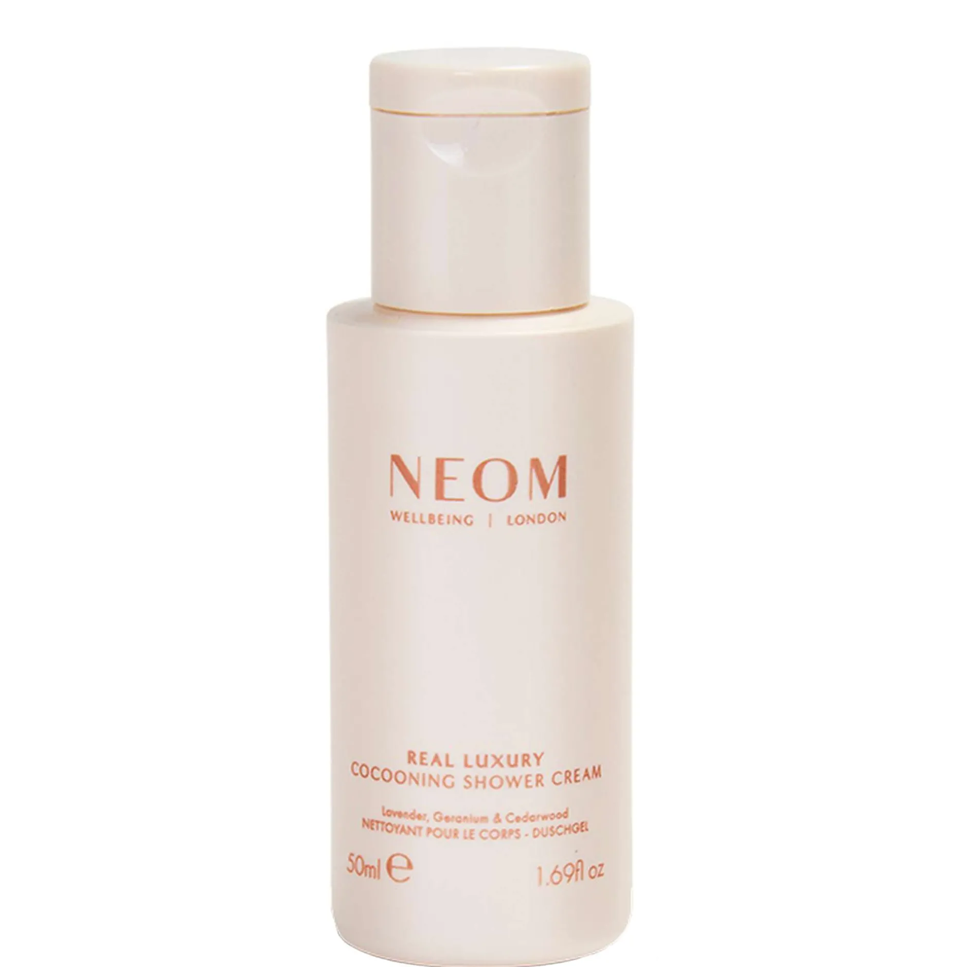 Neom Wellbeing London Scent To De-Stress Real Luxury Cocooning Shower Cream 50ml Hot