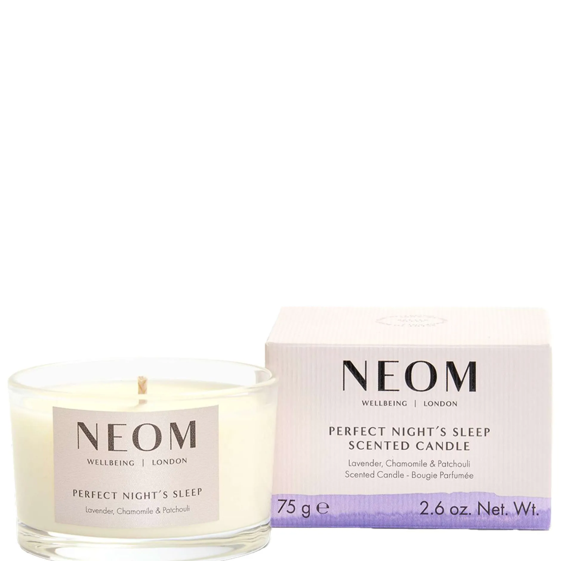 Neom Wellbeing London Scent To Sleep Perfect Night's Sleep Scented Candle (Travel) 75g Clearance