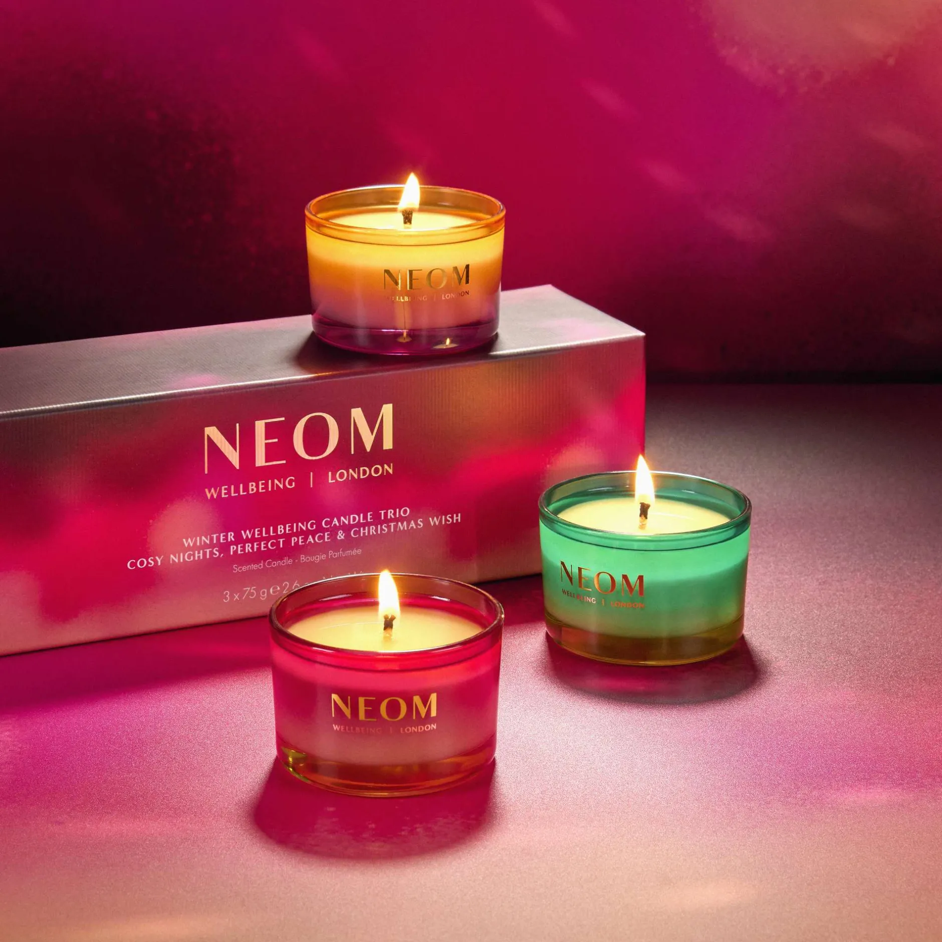Neom Wellbeing London Winter Wellbeing Candle Trio Gift Set Outlet