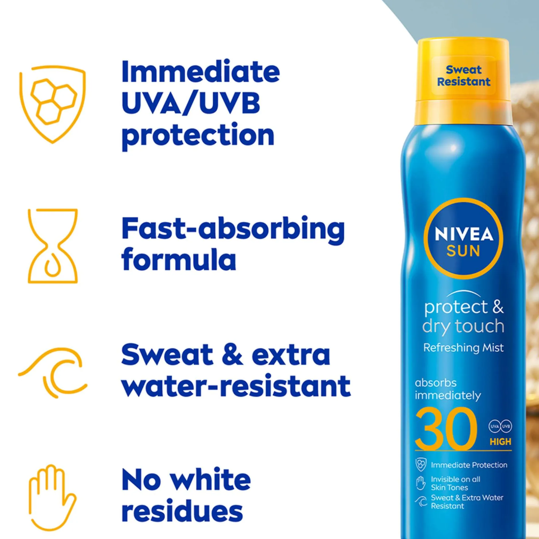 Nivea Sun Care Protect & Dry Touch SPF30 Refreshing Mist 200ml New