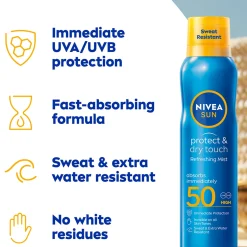 Nivea Sun Care Protect & Dry Touch SPF50 Refreshing Mist 200ml Hot