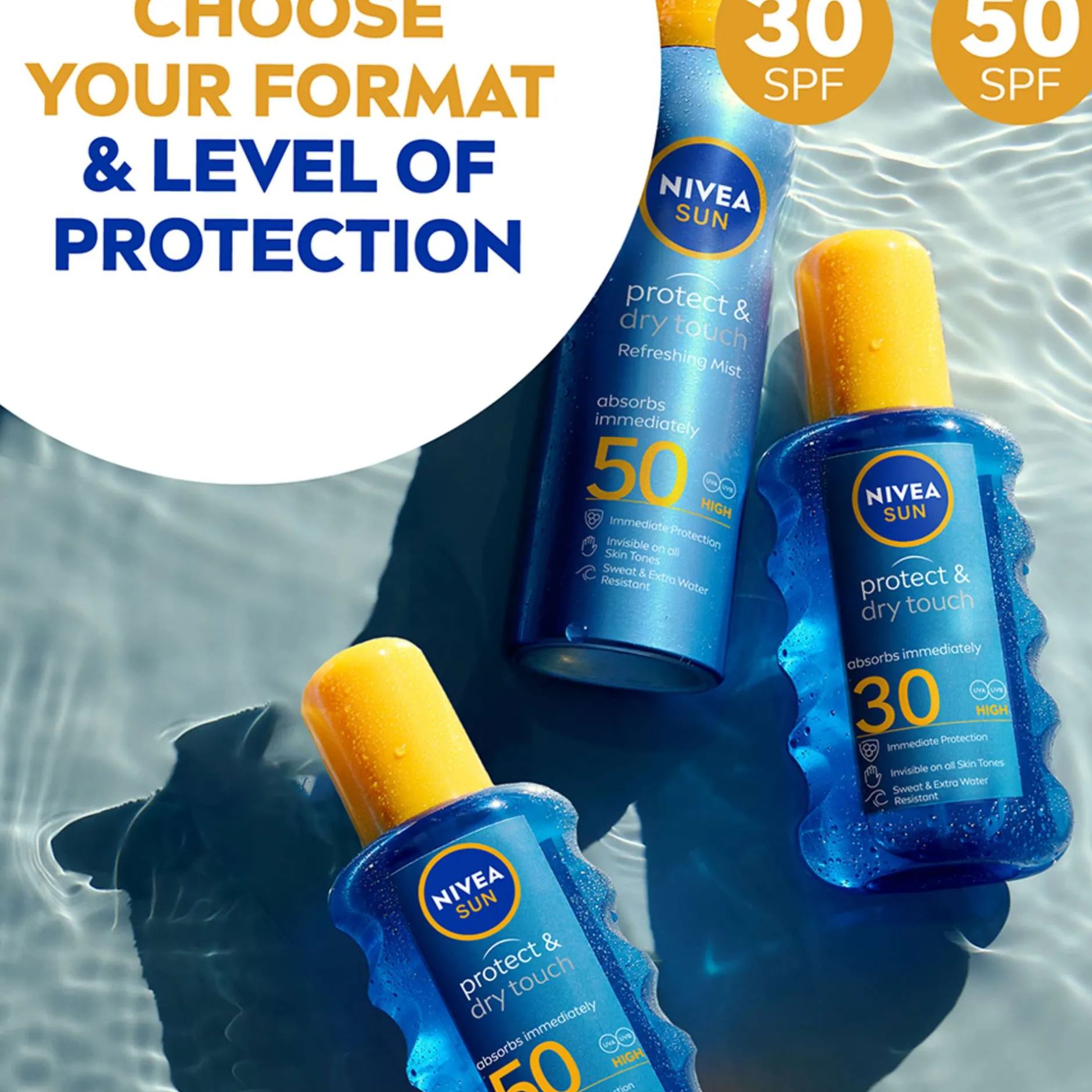 Nivea Sun Care Protect & Dry Touch SPF50 Refreshing Mist 200ml Hot