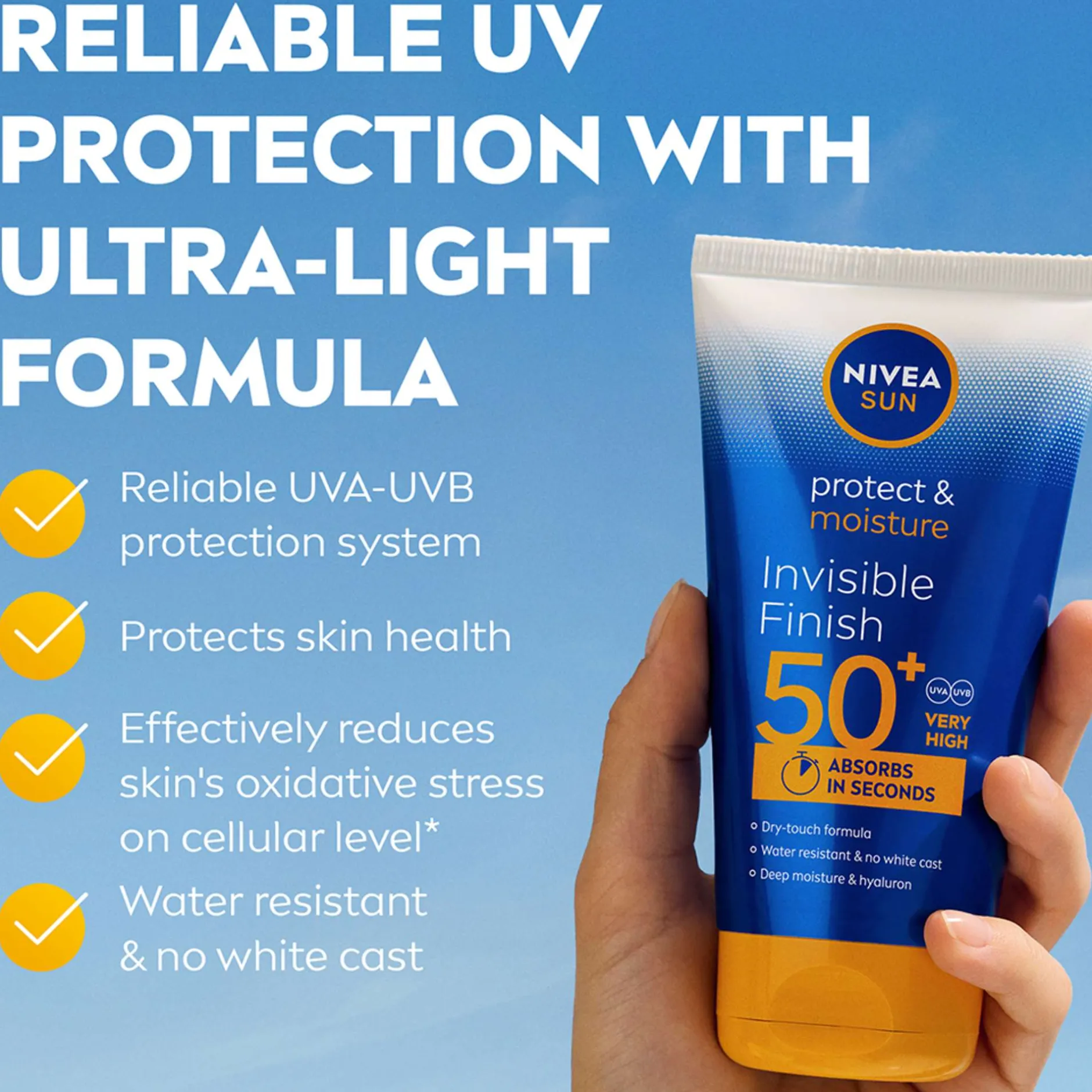 Nivea Sun Care Protect & Moisture Invisible Finish SPF50+ 150ml Clearance