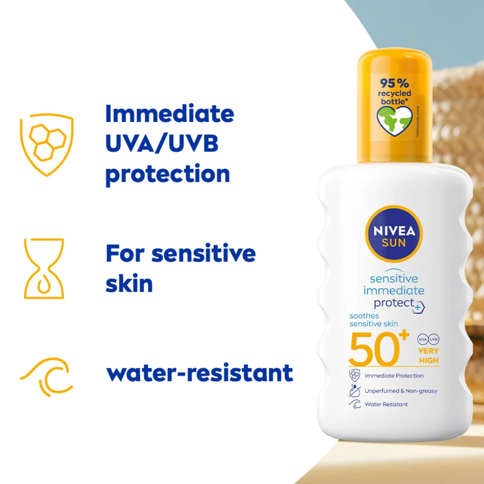Nivea Sun Care Sensitive Immediate Protect SPF50+ Spray 200ml Sale