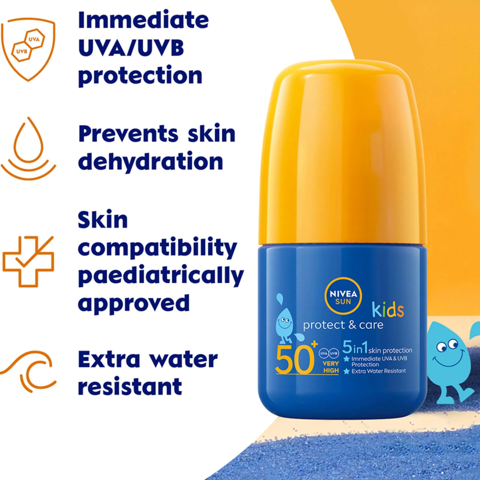 Nivea Sun Kids Protect & Care SPF50+ Roll On 50ml New