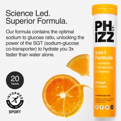 Phizz 3-in-1 Tablets Orange Hydration, Electrolytes and Vitamins Effervescent x 60 Tablets Discount