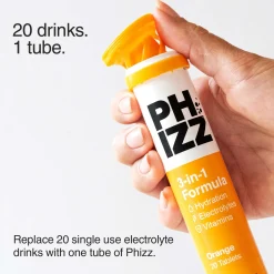 Phizz 3-in-1 Tablets Orange Hydration, Electrolytes and Vitamins Effervescent x 60 Tablets Discount