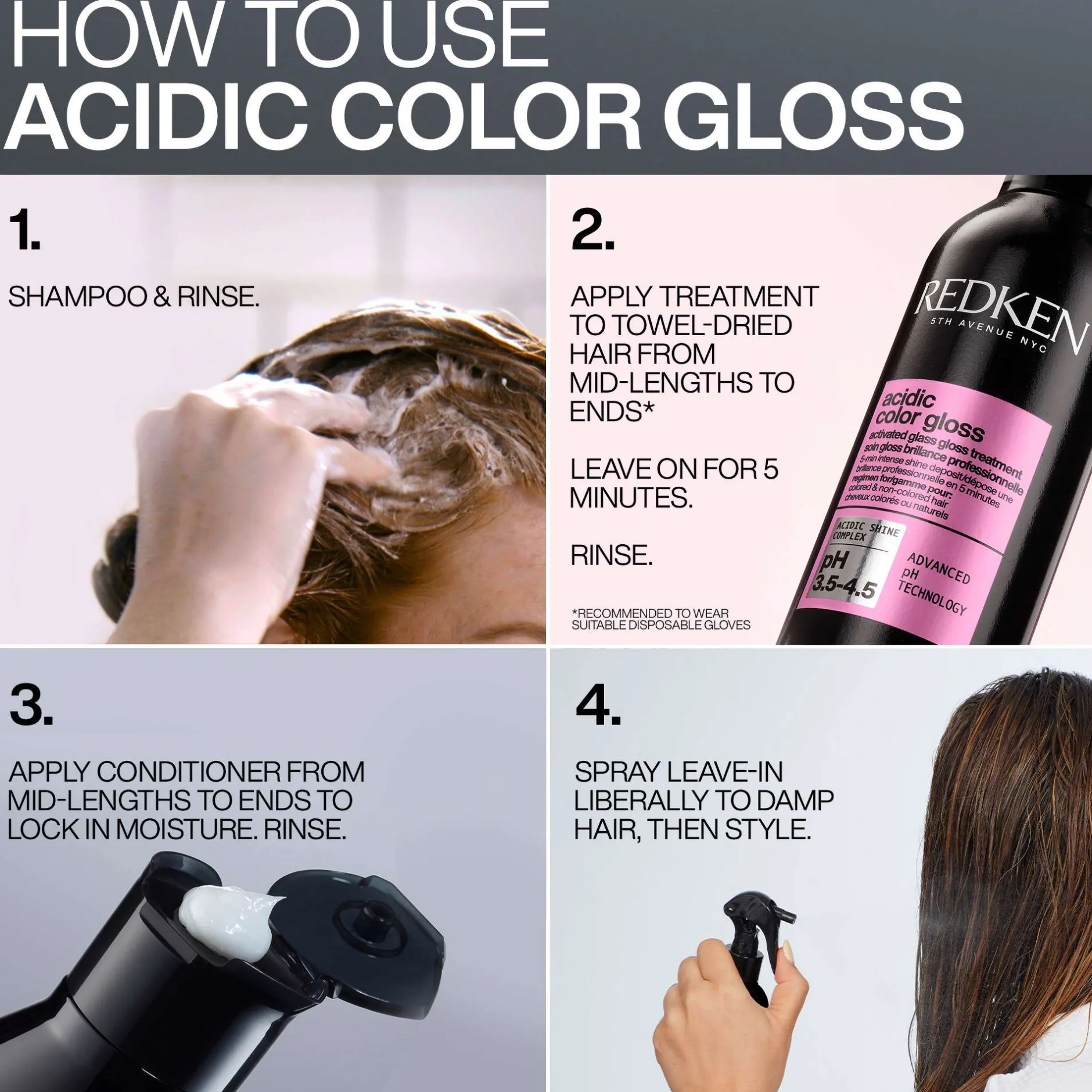 Redken Acidic Color Gloss Heat Protection Leave-In Treatment 230°C Hair Shine Spray 190ml Outlet