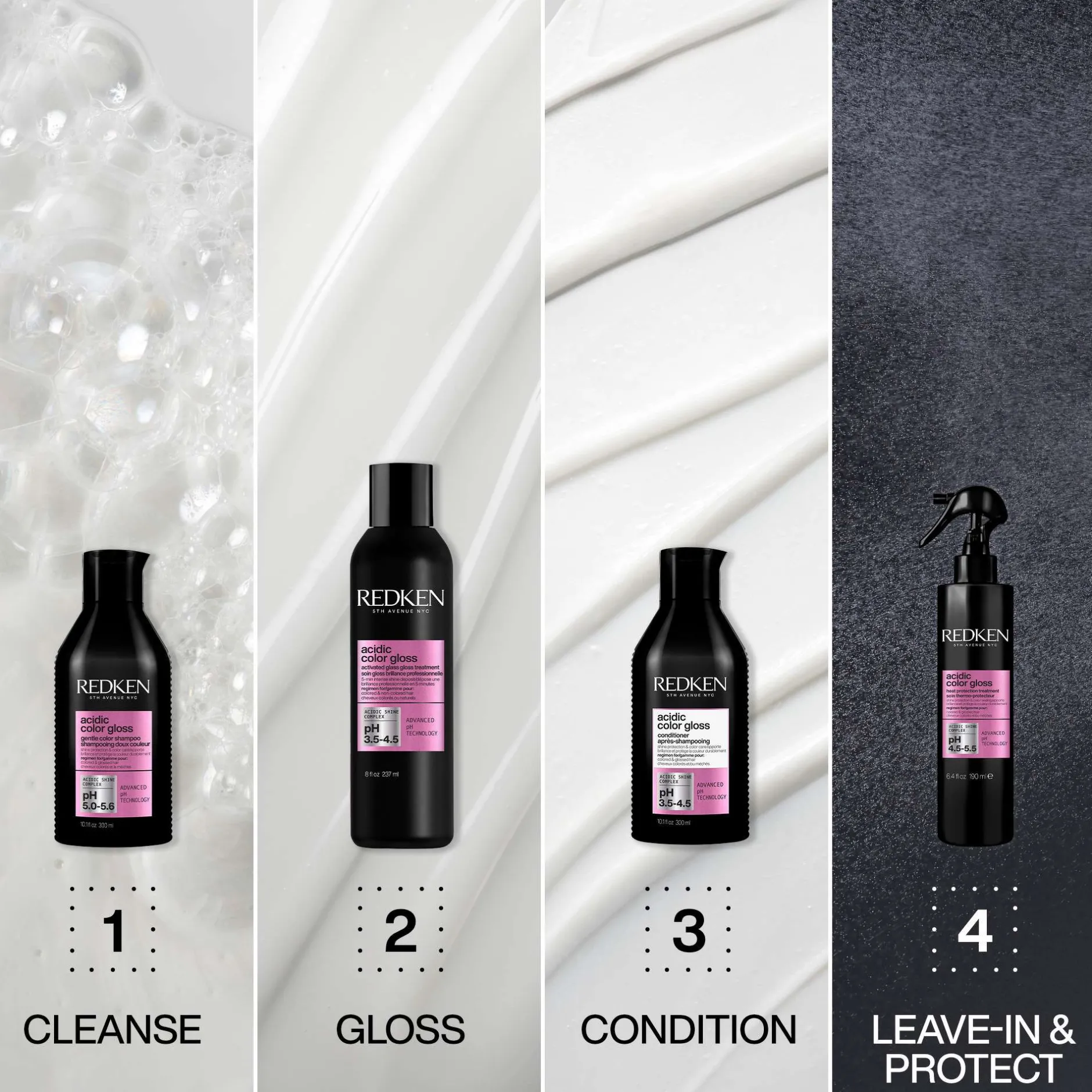 Redken Acidic Color Gloss Sulphate-Free Shampoo Glass-Like Shine for Colour Treated Hair 300ml Hot