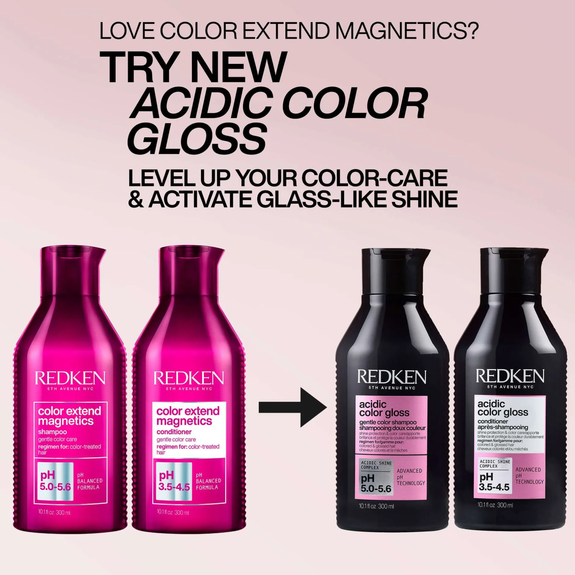 Redken Acidic Color Gloss Sulphate-Free Shampoo Glass-Like Shine for Colour Treated Hair 300ml Hot