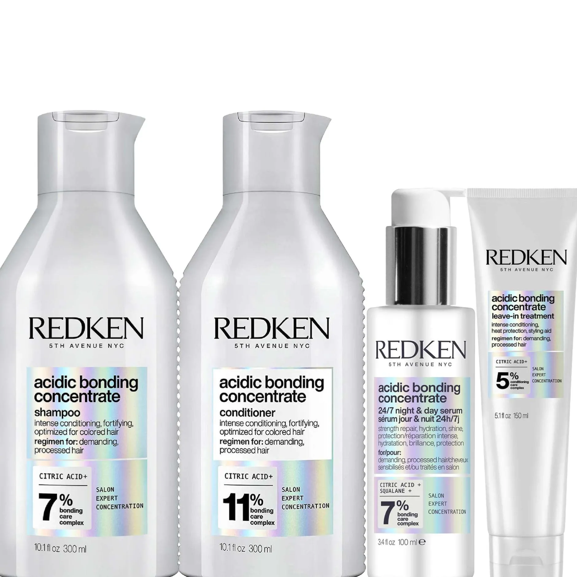Redken Bundles Set: Acidic Bonding Shampoo 300ml, Conditioner 300ml, Treatment 150ml & Serum 100ml Hot