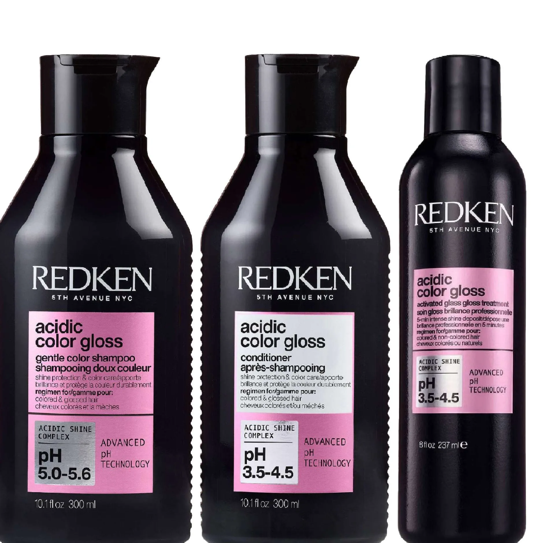 Redken Bundles Trio: Acidic Color Gloss Shampoo 300ml, Conditioner 300ml & Treatment 237ml Hot