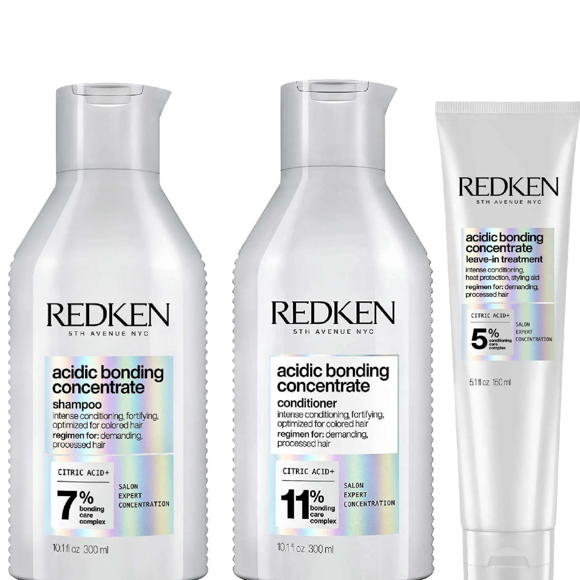 Redken Bundles Trio: Acidic Bonding Concentrate Shampoo 300ml, Conditioner 300ml & Leave-In Treatment 150ml Outlet