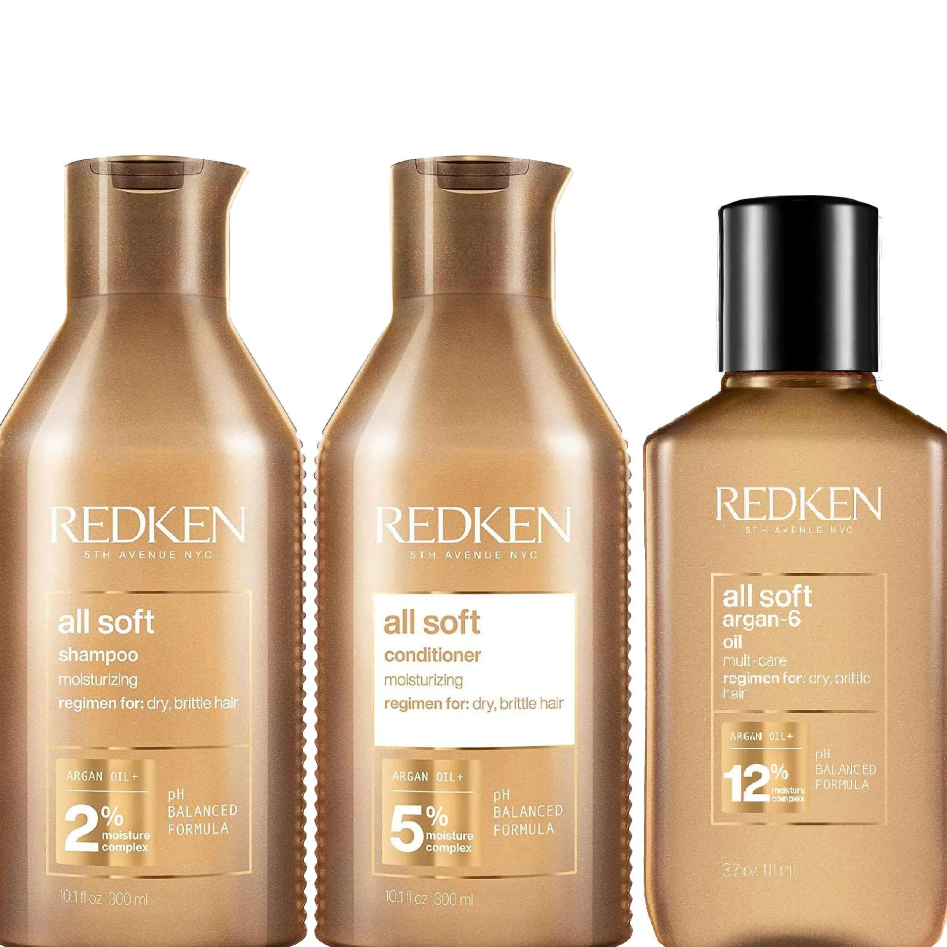 Redken Bundles Trio: All Soft Shampoo 300ml, Conditioner 300ml & Argan-6 Oil 111ml Sale