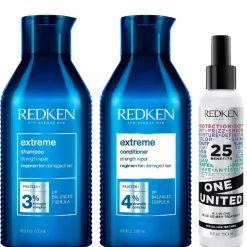 Redken Bundles Trio: Extreme Shampoo 500ml, Conditioner 500ml & One United Treatment 150ml Online