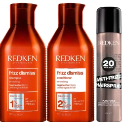 Redken Bundles Trio: Frizz Dismiss Shampoo 300ml, Frizz Dismiss Conditioner 300ml & Hairspray Anti-Frizz Hairspray 250ml Best