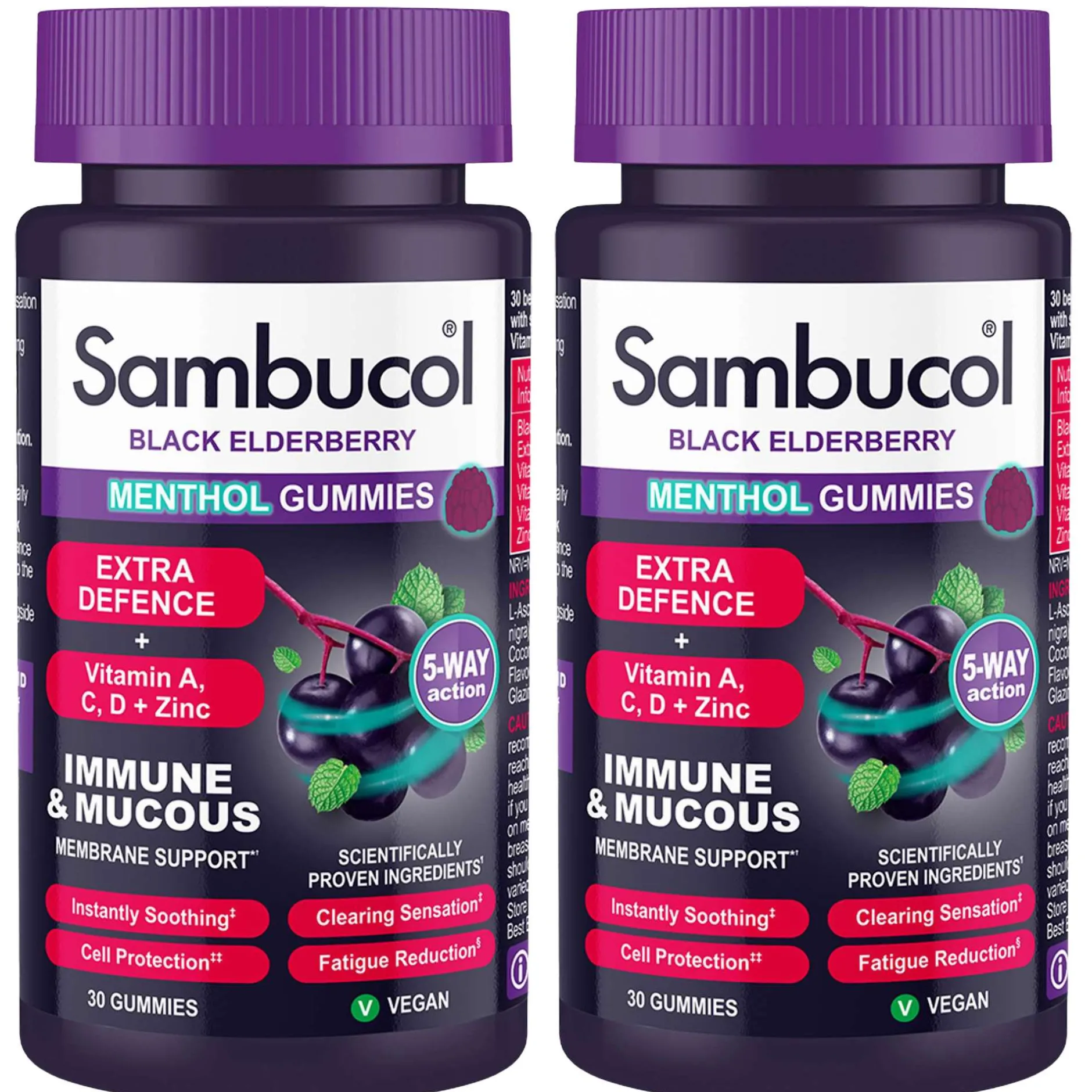 Sambucol Bundles Extra Defense Menthol Gummies 2 x 30 Sale