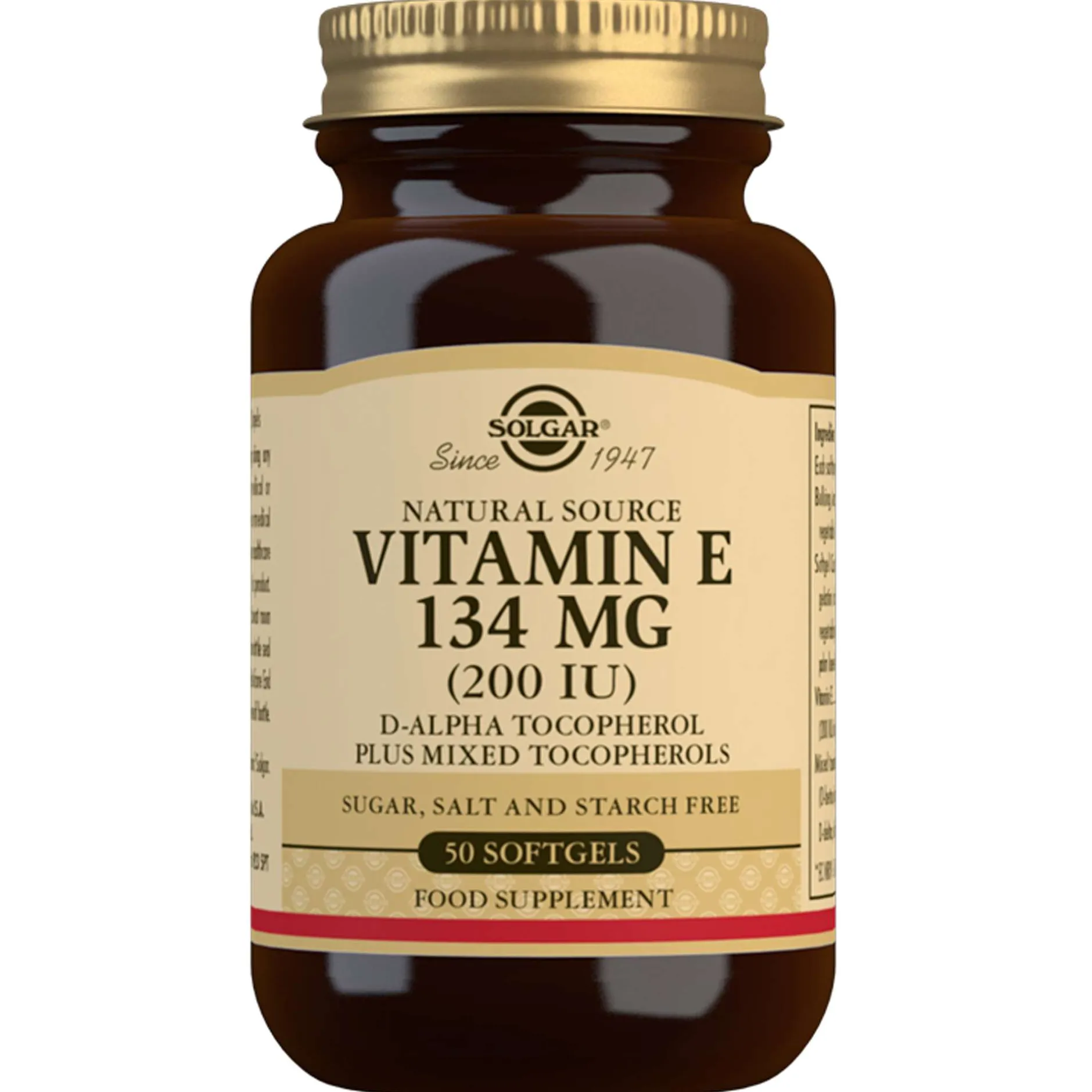Solgar Vitamins Natural Source Vitamin E 134mg (200 IU) Softgels x 50 Clearance