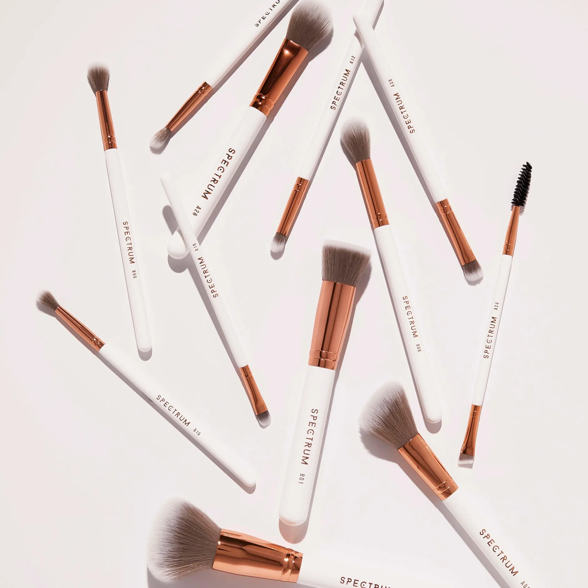 Spectrum Everyday Sets White Marbleous 12 Piece Makeup Brush Set New
