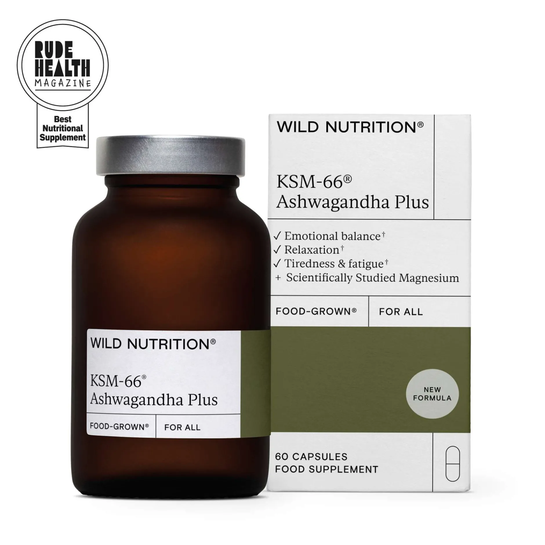 Wild Nutrition Supplements Food-Grown® KSM-66 Ashwagandha Plus Capsules x 60