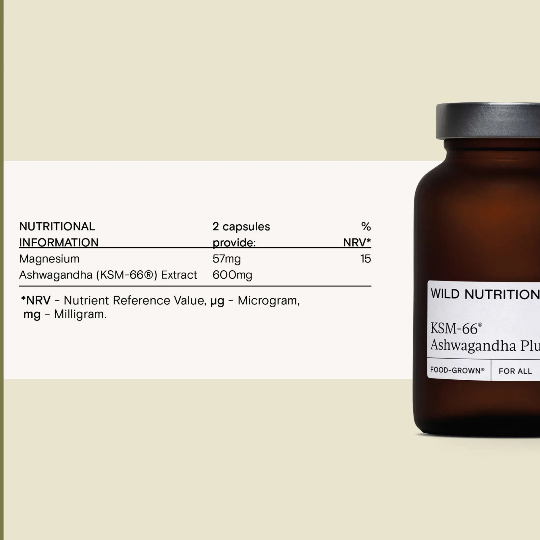 Wild Nutrition Supplements Food-Grown® KSM-66 Ashwagandha Plus Capsules x 60